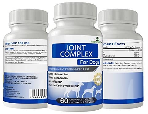  SupplementsYou - Complejo Articulaciones para Perros - 60 Suplementos masticables Contiene una Enorme dosis de 600mg de Glucosamina y 250mg de Condroitina 