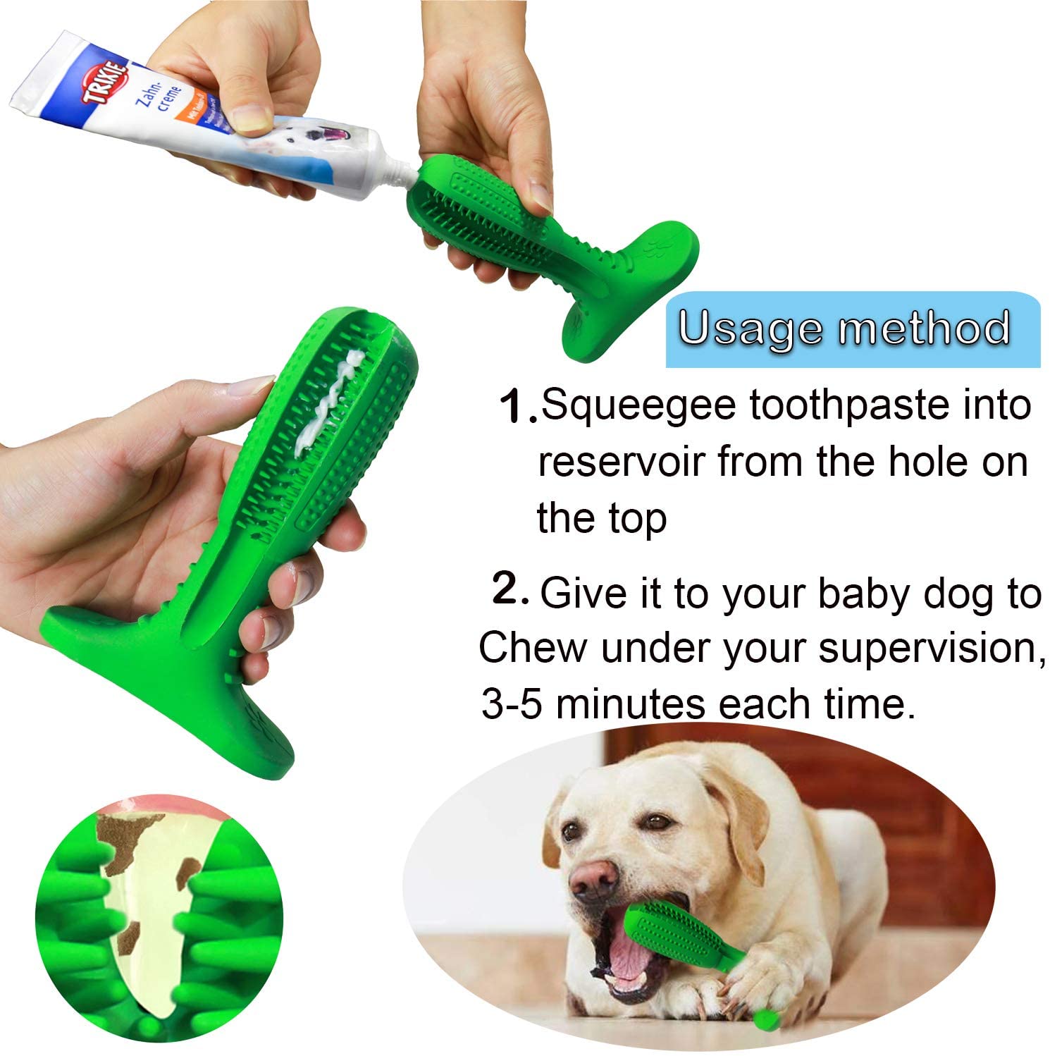  Sweetneed Cepillo de Dientes para Perro-Limpiador de Dientes de Perro- Limpieza de Dientes de Perro Juguetes para Masticar Cuidado Oral para Mascotas Regalo de Amante de los Animales （Verde Azul） 