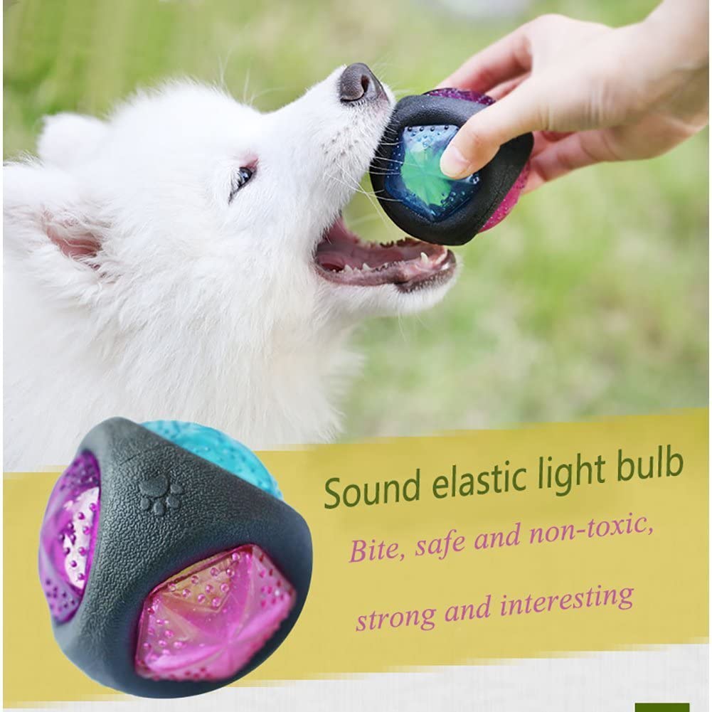  SZRWD Juguete de entrenamiento para mascotas, pelota de juguete con luz de sonido intermitente para perros, cachorros, masticar, rebotar, correr 