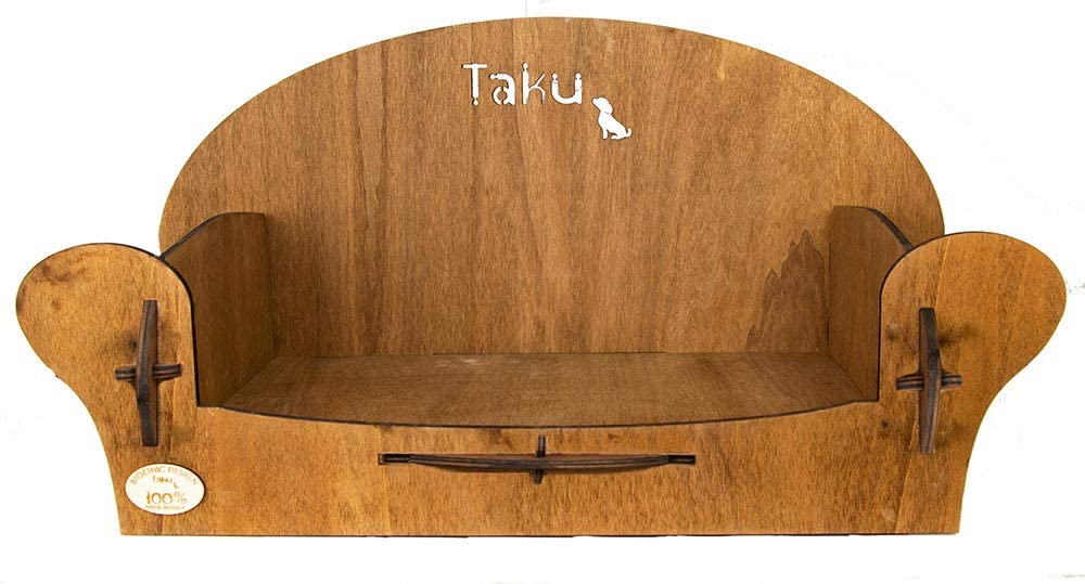  Taku Tk04 MLS Tumbona para Perros sillón de Madera Medida Media Base Interior 40 x 65 cm Color Madera Oscura, M, Madera Oscura 