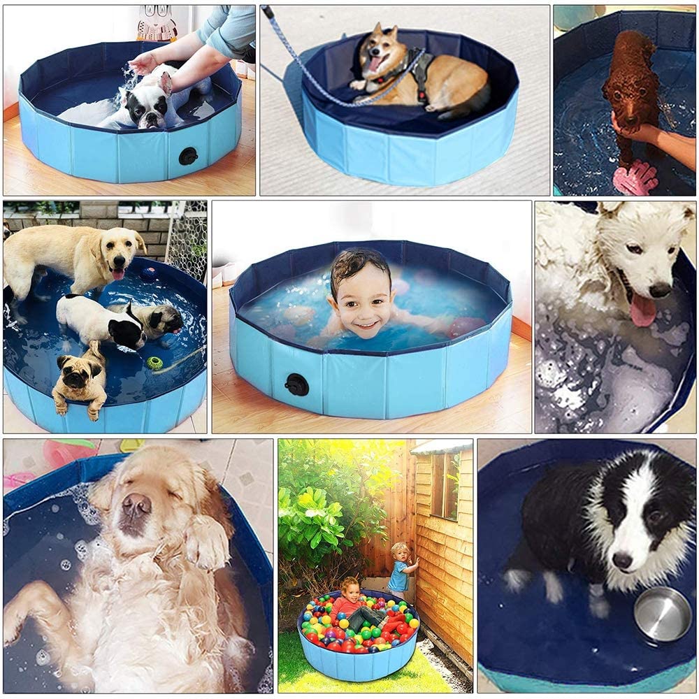  Tina de baño plegable del animal doméstico de la piscina del perro, piscina plegable plástica dura del perro, piscinas al aire libre para el niño del gato de los perros,Pink,L(120×30cm/47×12inch) 