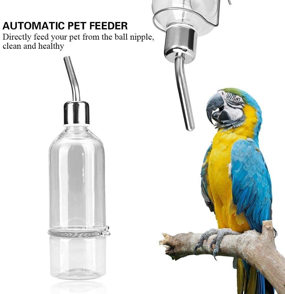  TOPINCN Alimentador de Agua del Loro Fuente de Agua Potable automática Boquilla de Acero Inoxidable Pezón Pájaro de Agua para Mascotas(L) 