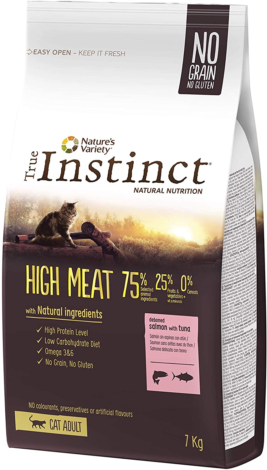  True Instinct High Meat - Pienso para Gatos Adultos con Salmón sin espinas y atún - 7 kg 