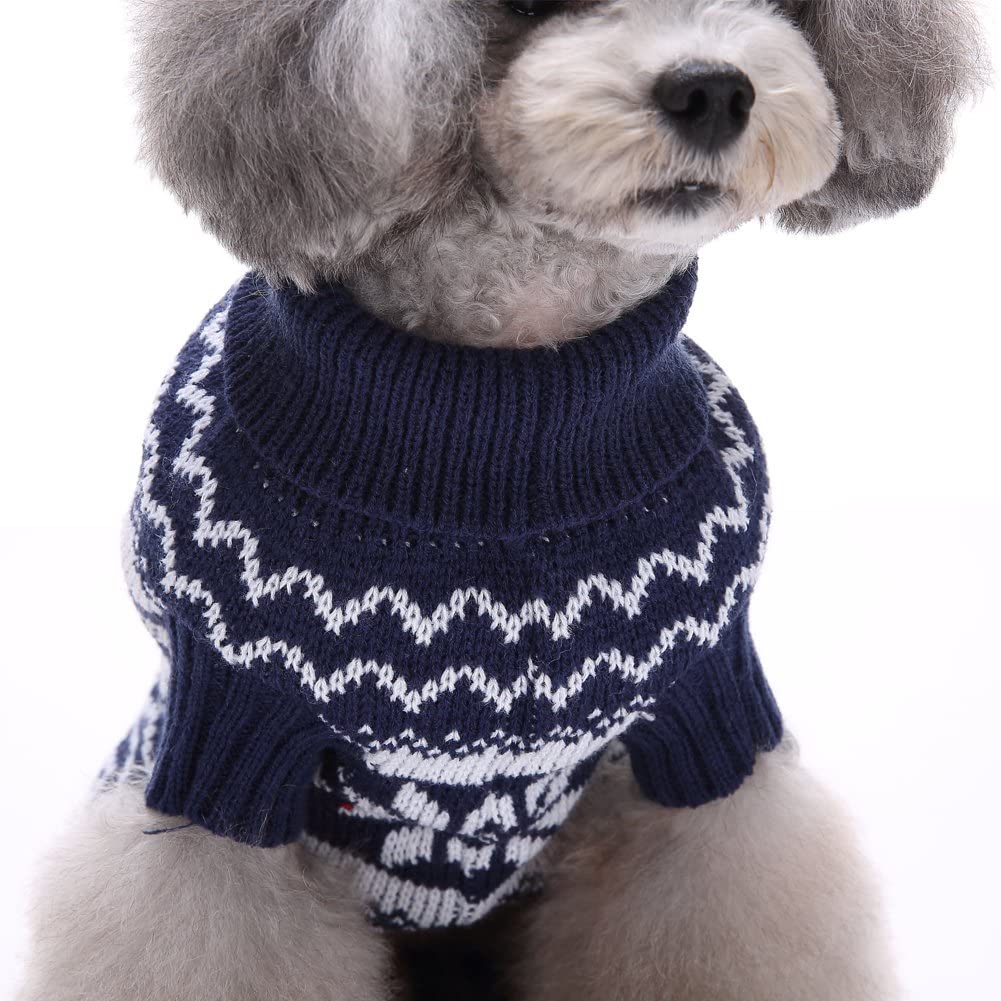  Tuopuda Navidad Mascotas suéter Invierno Perro Nieve Lana del Perrito Traje Caliente Ropa de Abrigo (XL, Azul Marino) 