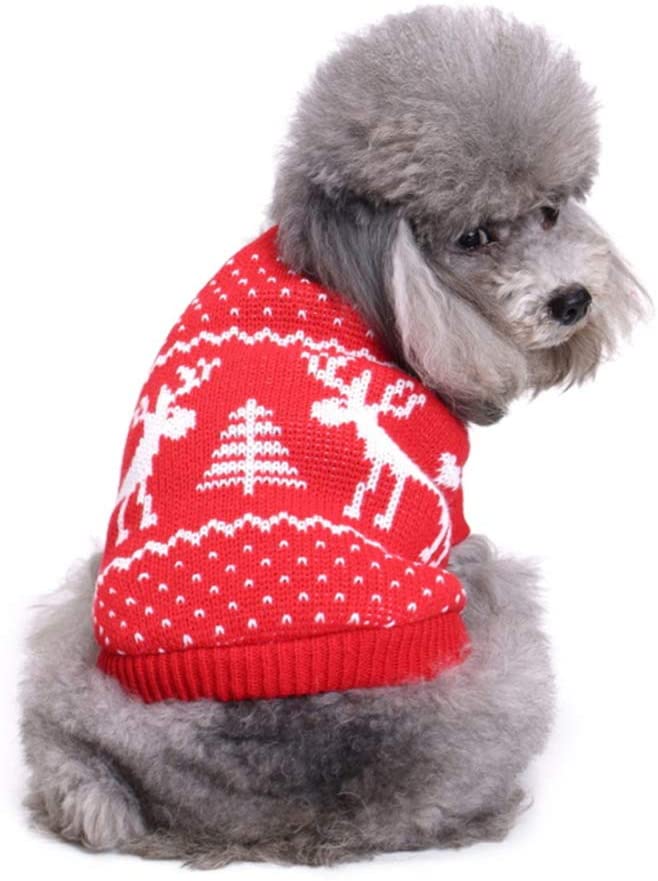  TUOTANG Ropa para Perros Disfraz de Navidad Suéter de Copo de Nieve Ropa para Mascotas de Halloween Jersey de Alce,Color 8,XXL 
