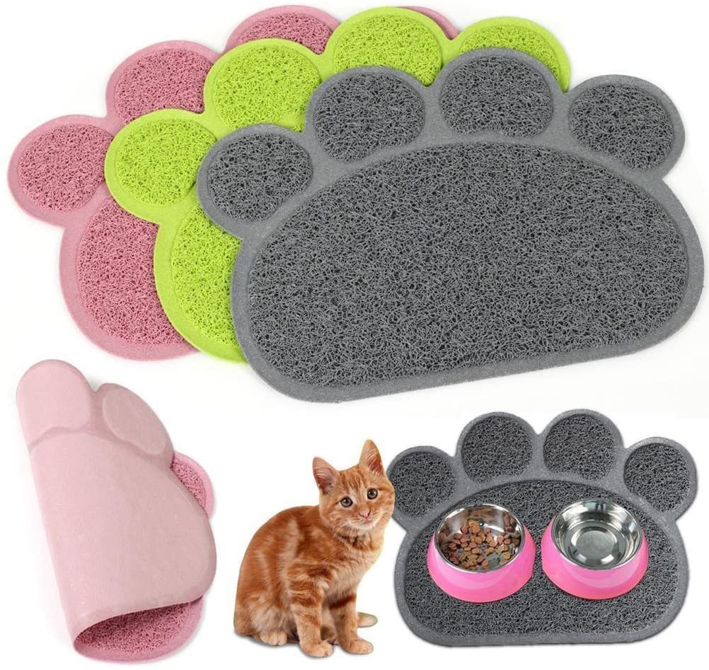 ueetek alfombra de alimentación para Animal de compañía alfombra bandeja para arena de gato 30 x 40 cm (gris) 