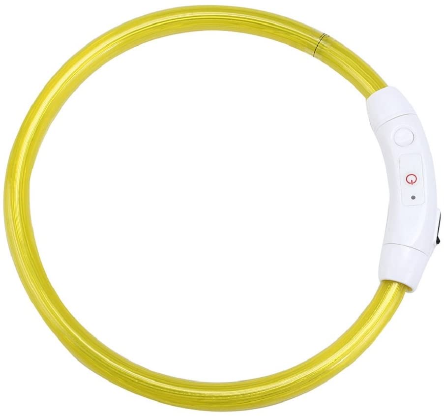  Ularma Collar de perro, USB recargable impermeable LED parpadea luz Collar del animal doméstico (amarillo) 
