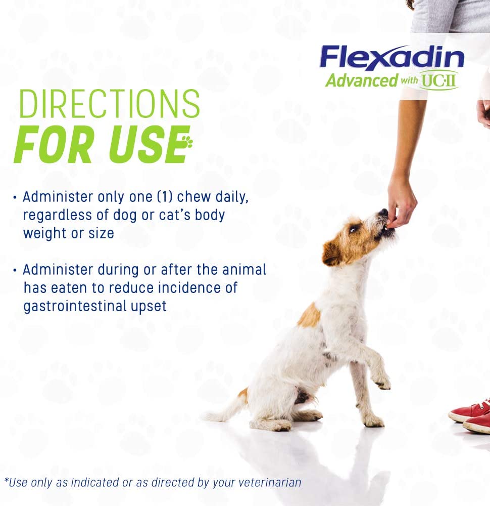  Vetoquinol Flexadin Avanzada con CU-II para Perros y Gatos 60 masticables Todos los Perros 