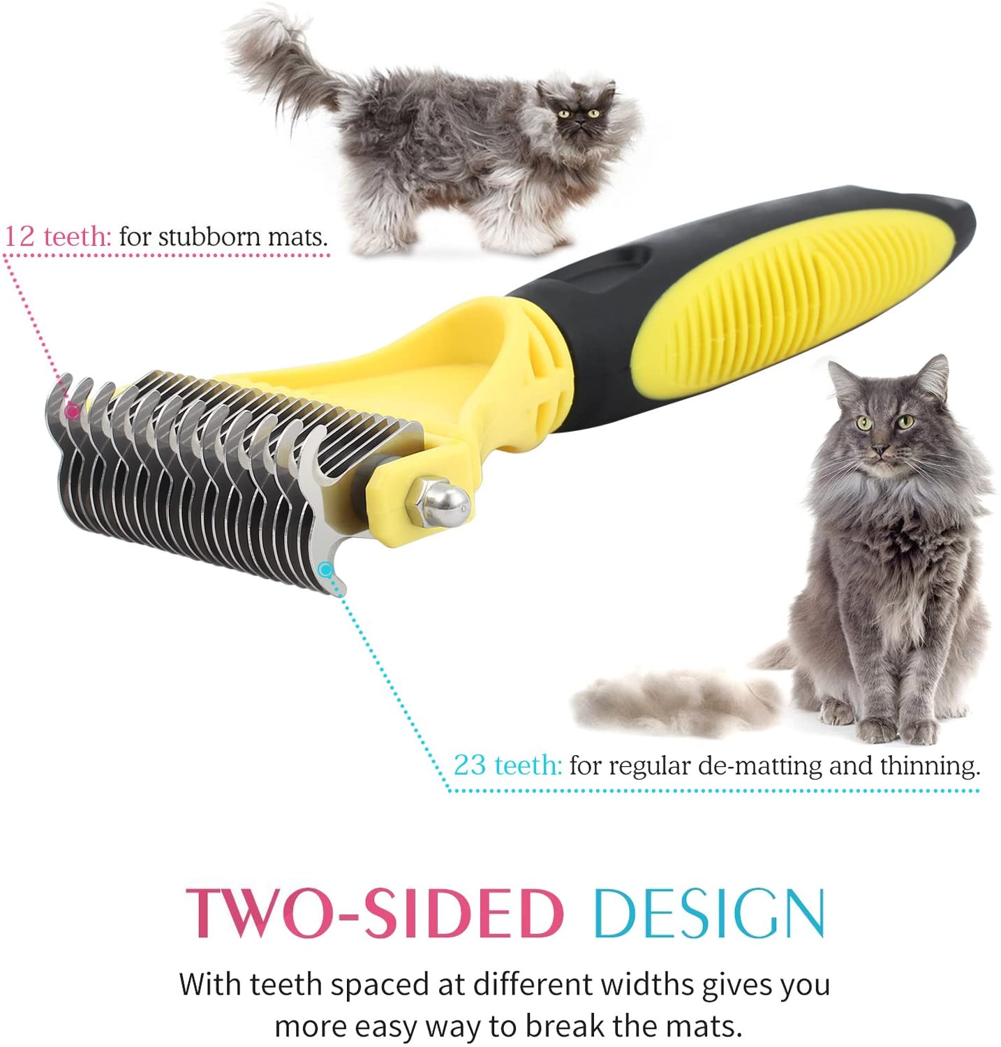  VinTeam Cepillo para Perros Gatos Peine de Limpieza para Mascotas Kit de Kerramientas de Peine Acero Inoxidable para Perros Gatos Conejos 