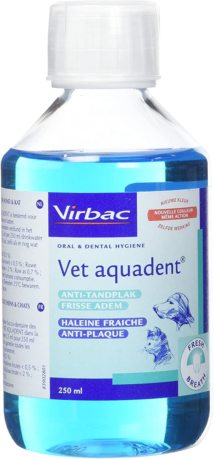  Virbac Vet Aquadent 250ml (Mejora la salud bucodental). Para perros y gatos. 