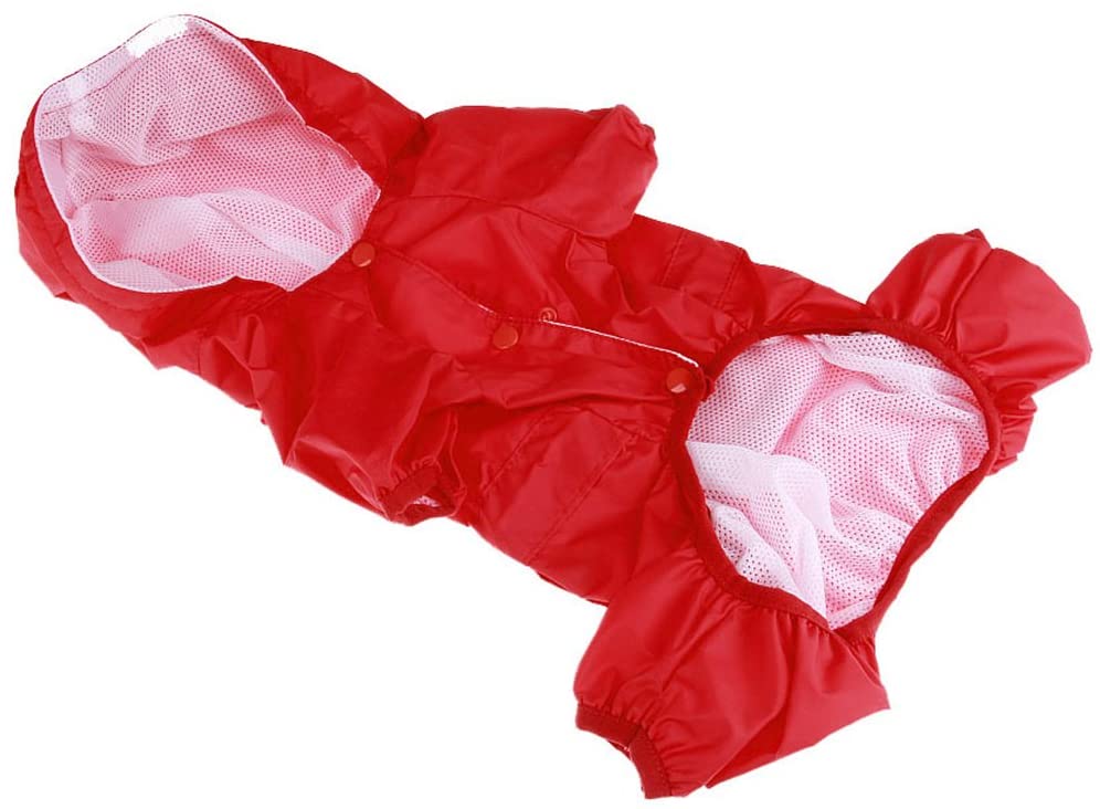  Xiaoyu chaqueta impermeable para perro de mascota con chubasquero impermeable y tiras reflectantes de seguridad ajustables para perro, rojo, L 