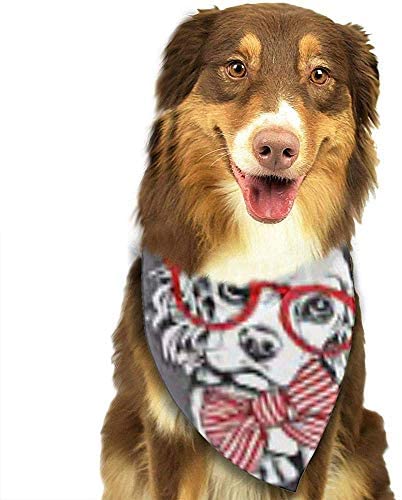  YAGEAD Pañuelo para Perros Puppy y Pet Bandanas, Dog Puppy Cocker Spaniel en Gafas de Arco con Rayas Rojas sobre pañuelo Gris Animal Bowtie Pet 