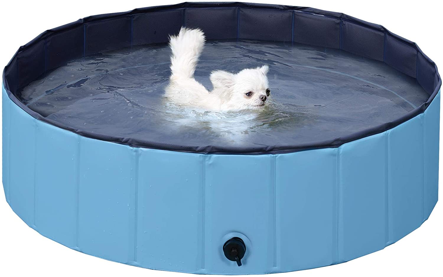  Yaheetech Piscina para Perros Bañera Plegable Mascota Piscina de Baño Ducha Diferentes Tamaños M/L/XL/XXL Azul M : 100 x 30 cm 