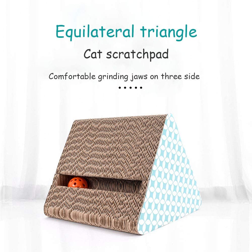  Youyababay Cat Scratcher de cartón Corrugado, Cama Scratch Cat Reversible Scratch Triangle Bell Catnip Gratis Juguete para Gato Incluido 