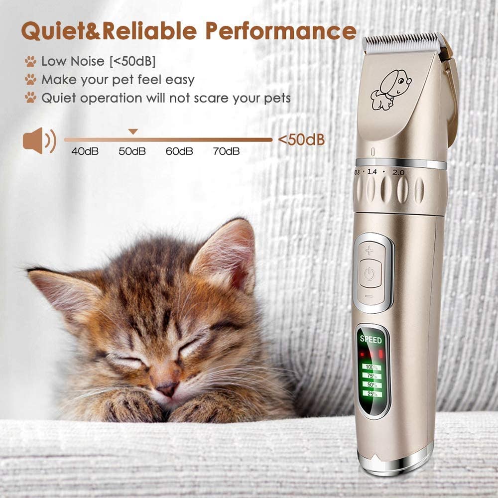 Youyababay Kit de afeitadora para Mascotas, Pantalla LED, con bajo Nivel de Ruido, Recargable por USB, Sin Cable 