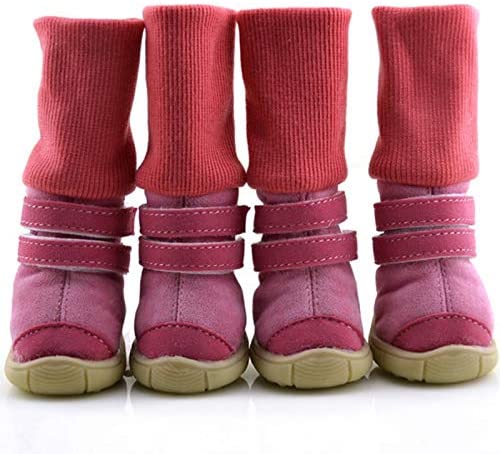  Zapatos Gruesa Piel del Animal doméstico Pequeño Perros Calientes del Invierno de la Nieve Botas para Peluche caniche café/Rosa púrpura Negro / 