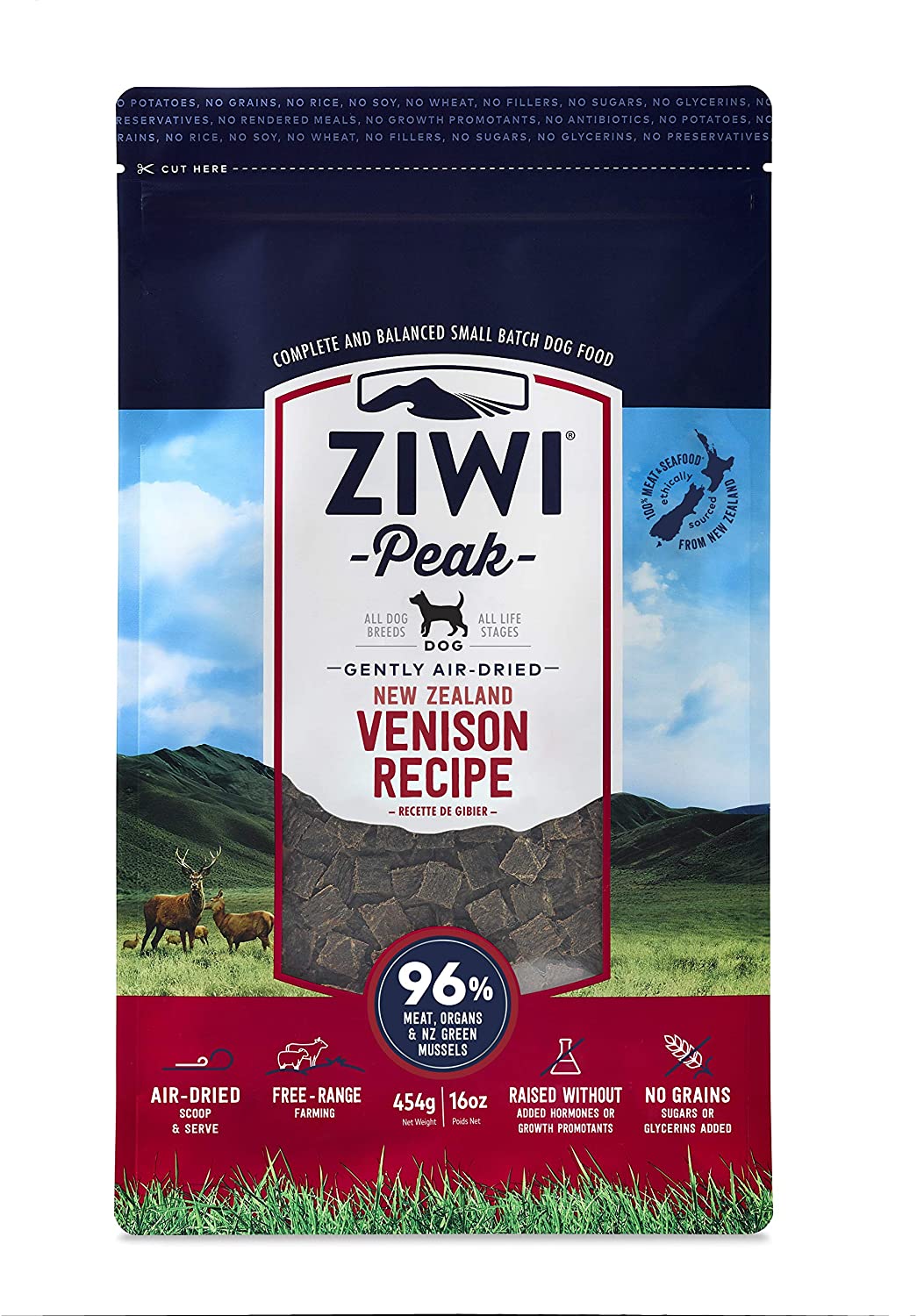  Ziwi Peak Alimento Deshidratado para Perro, Sabor Venado - 454 gr 