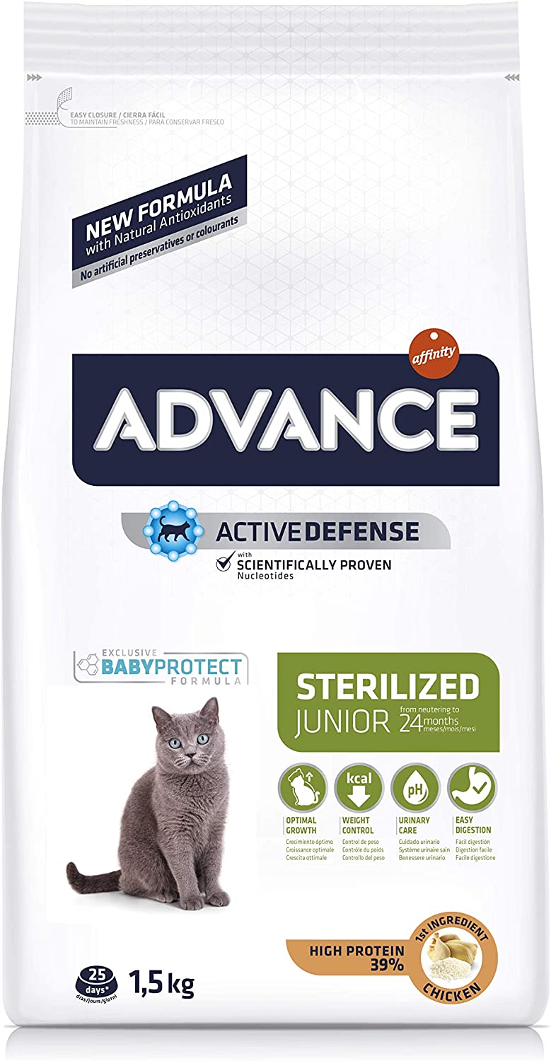  Advance Junior Sterilized - Pienso para Gatos esterilizados de hasta 2 años de Edad - 1.5 kg 