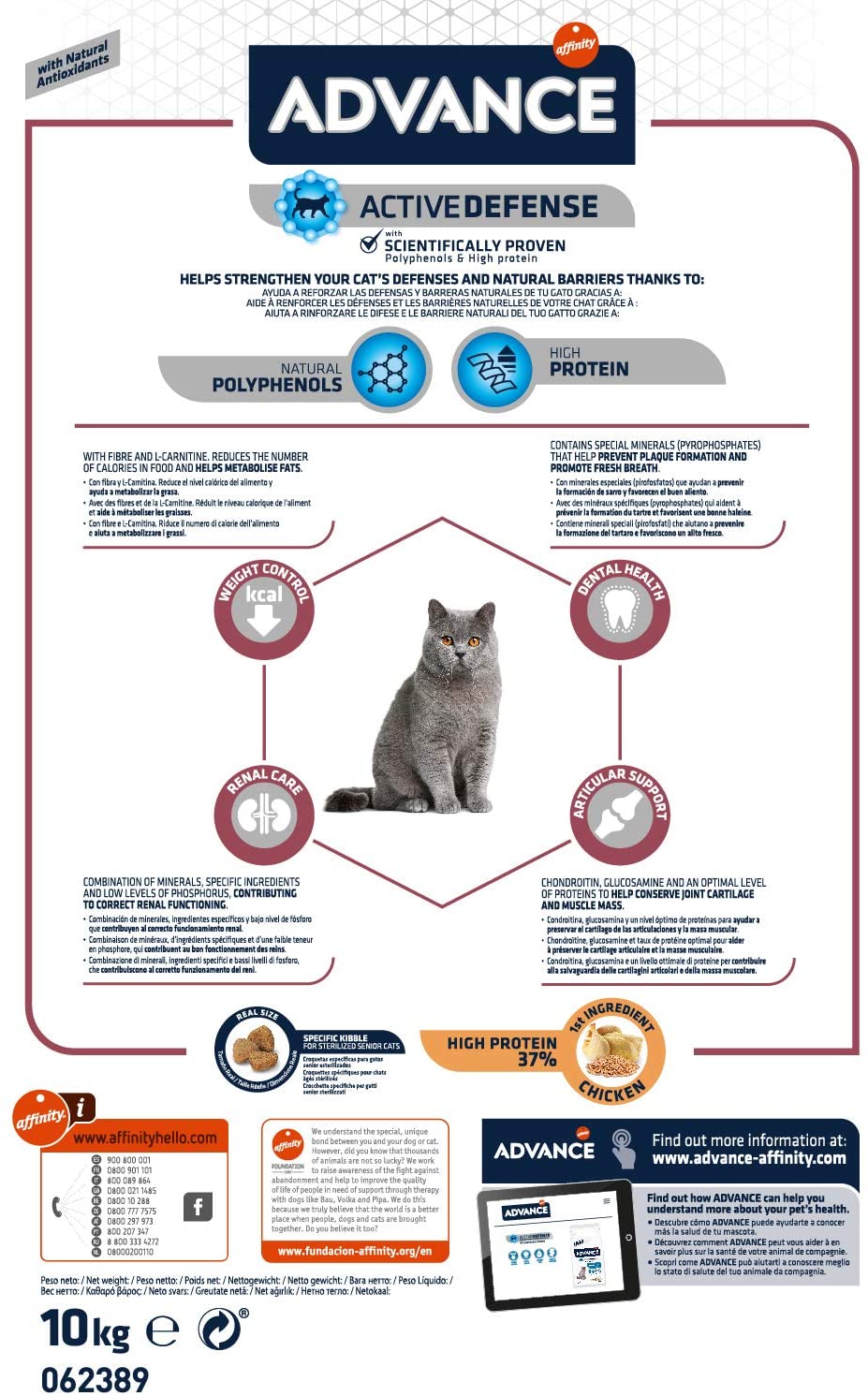  Advance Senior Sterilized - Pienso para Gatos Esterilizados de más de 10 años - 10 Kg 