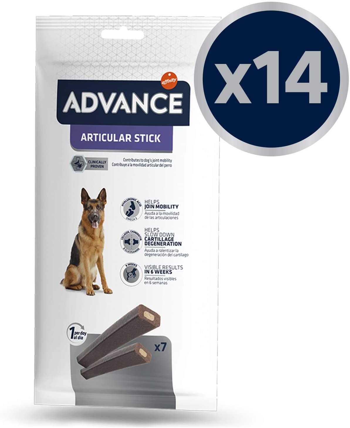  Advance Snacks Articular Stick para Perro - Paquete de 14 x 155 gr - Total 2170 gr 