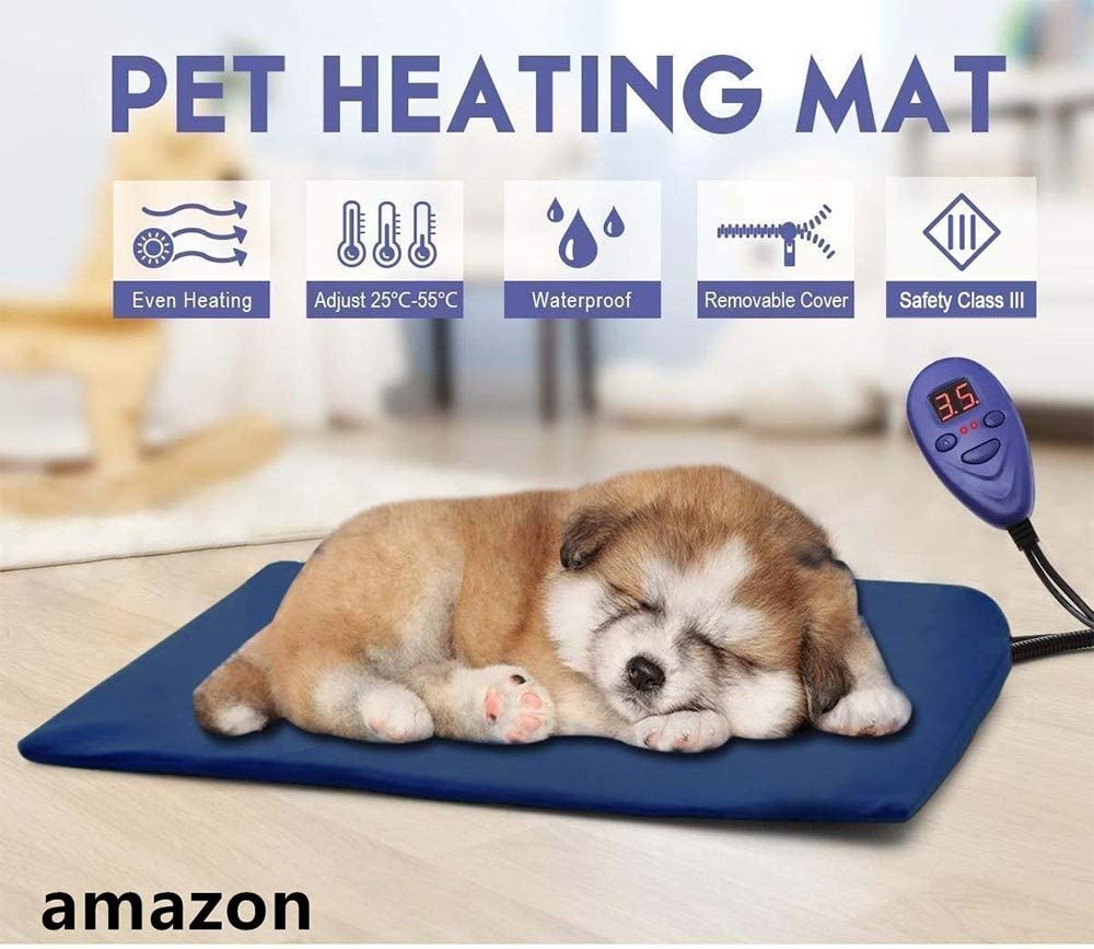  AILOVA - Almohadilla de Calor para Mascotas (12 V, Resistente al Calor, con Cubierta de flanco extraíble para Cachorros de Mascotas) 