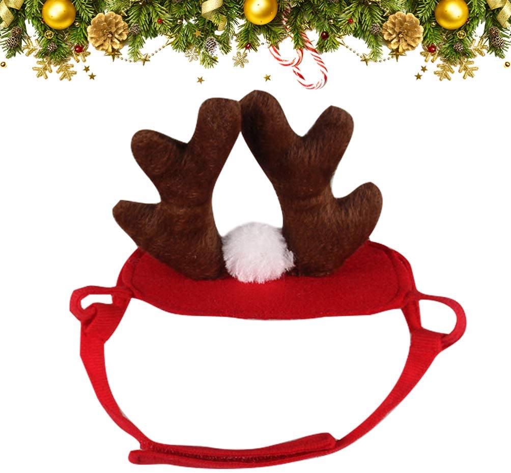  Amosfun cornamentas de renos para mascotas diadema perro banda para el cabello de navidad sombreros para perro gato favores de fiesta de navidad accesorios de vestuario rojo 