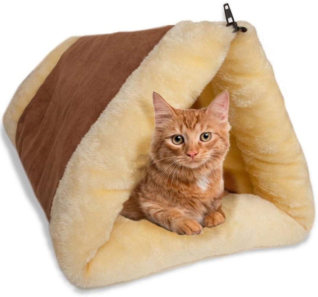  AMURAO 2-en-1 cálido extraíble Pet House Bed Tunnel Fleece Tube Perro Cachorro Gatito Gato Interior cojín Mat Kennel Cage 