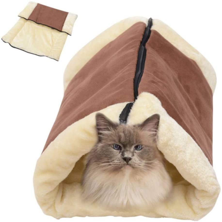  AMURAO 2-en-1 cálido extraíble Pet House Bed Tunnel Fleece Tube Perro Cachorro Gatito Gato Interior cojín Mat Kennel Cage 