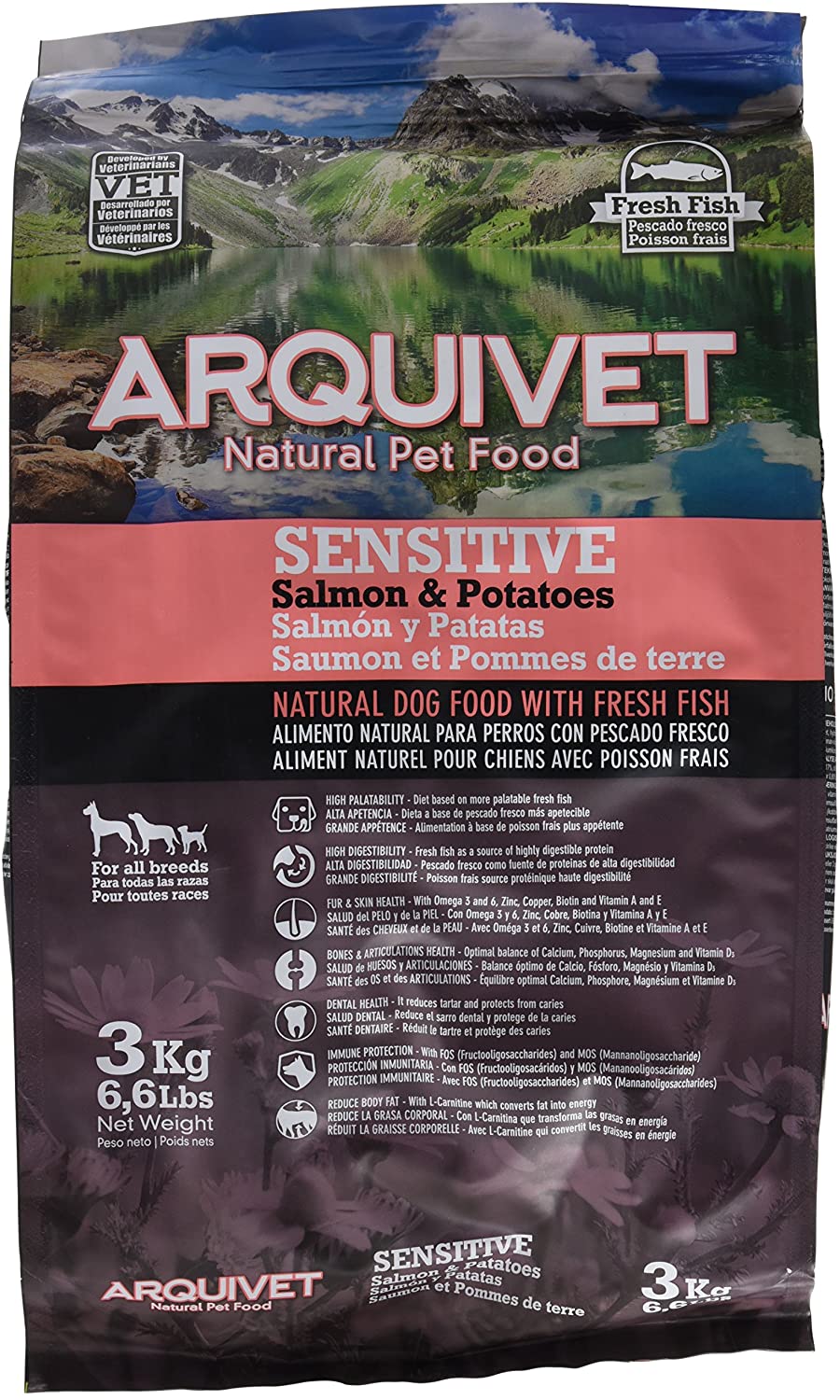  Arquivet Sensitive Comida para Perro con Salmón y Patatas - 15000 gr 