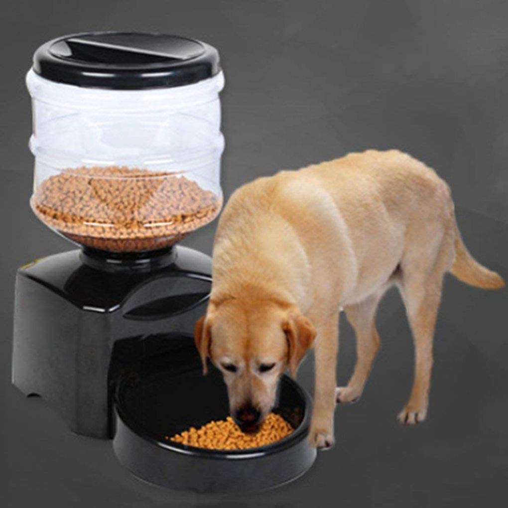  Automáticas alimentador,Pantalla LCD 5.5L del Perrito Digital Triturador Comedero para Perro Gato,Negro 
