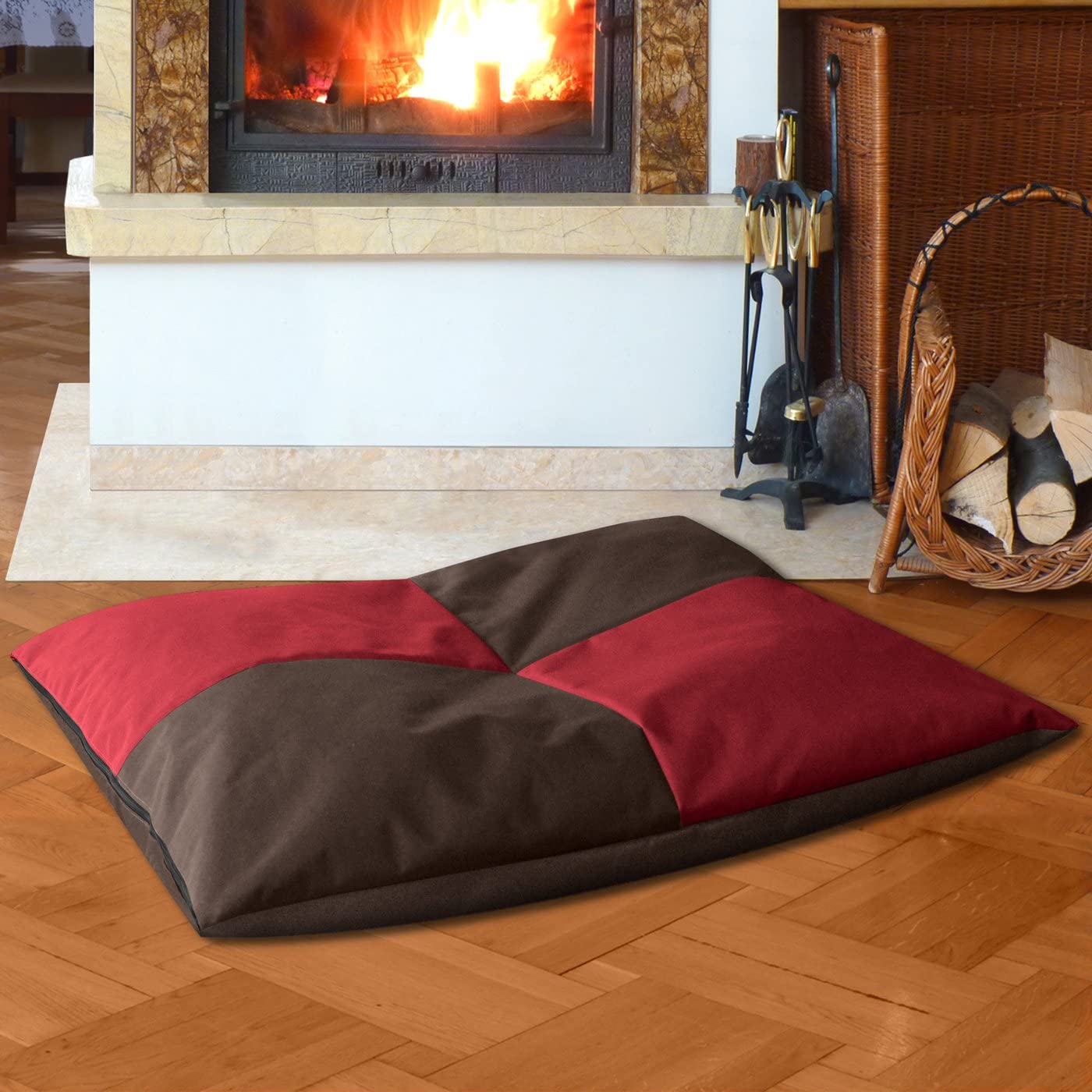  BedDog® Bona 2en1 Rojo/Negro XXL Aprox. 110x90cm colchón para Perro, 6 Colores, Cama para Perro, sofá para Perro, Cesta para Perro 