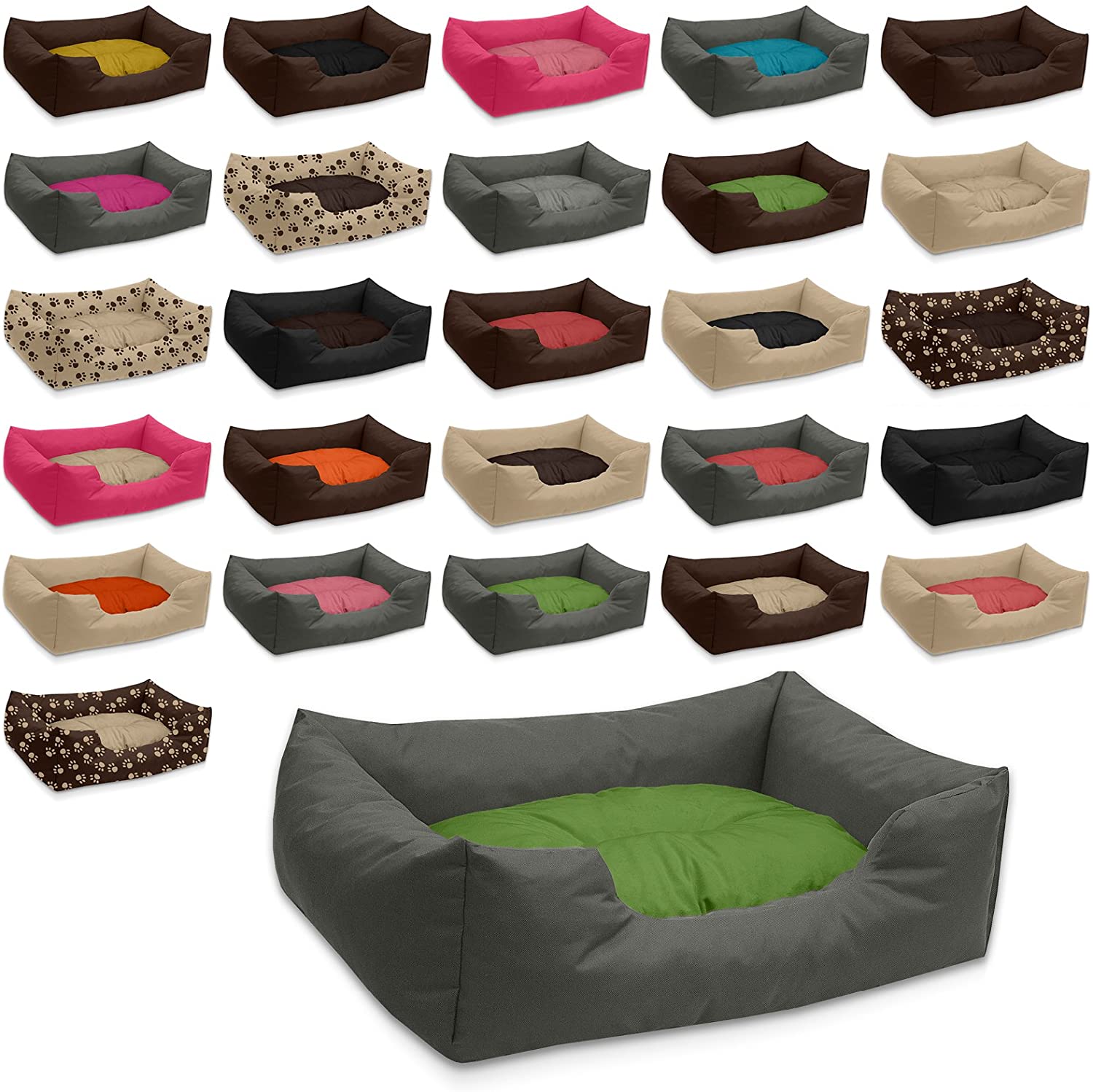  BedDog® colchón para Perro Mimi S hasta XXXL, 26 Colores, Cama, sofá, Cesta para Perro, XL Gris/Verde 