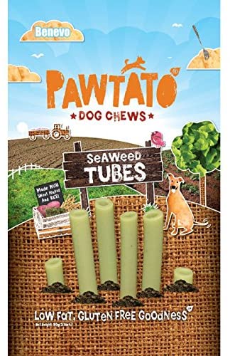  benevo pawtato Tubes Seaweed 2 unidades 180 g (2 x 90 g) – Vegan/vegetarisch – kauknochen de süßkartoffeln & Arroz con meeresal Gen 