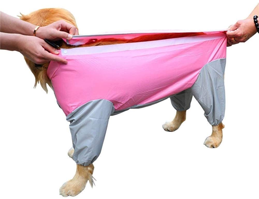  BGDRR Pet Small Large Dog Chubasquero Ropa Impermeable for Perros Grandes Mono Rain Coat Overol con Capucha Capa Labrador Golden Retriever (Color : Pink, Size : 28) 