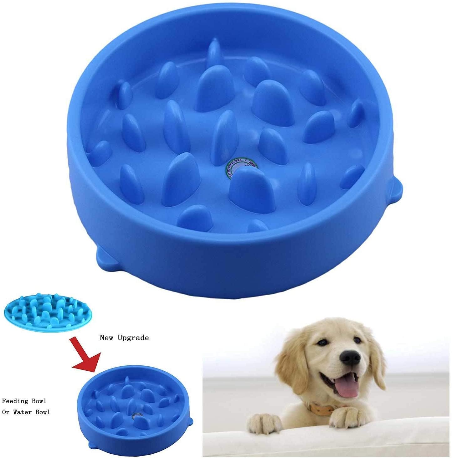  Binnan Tazón Plato de Comida para Mascotas Perro Gato, Comida Lenta Cuenco, Azul 