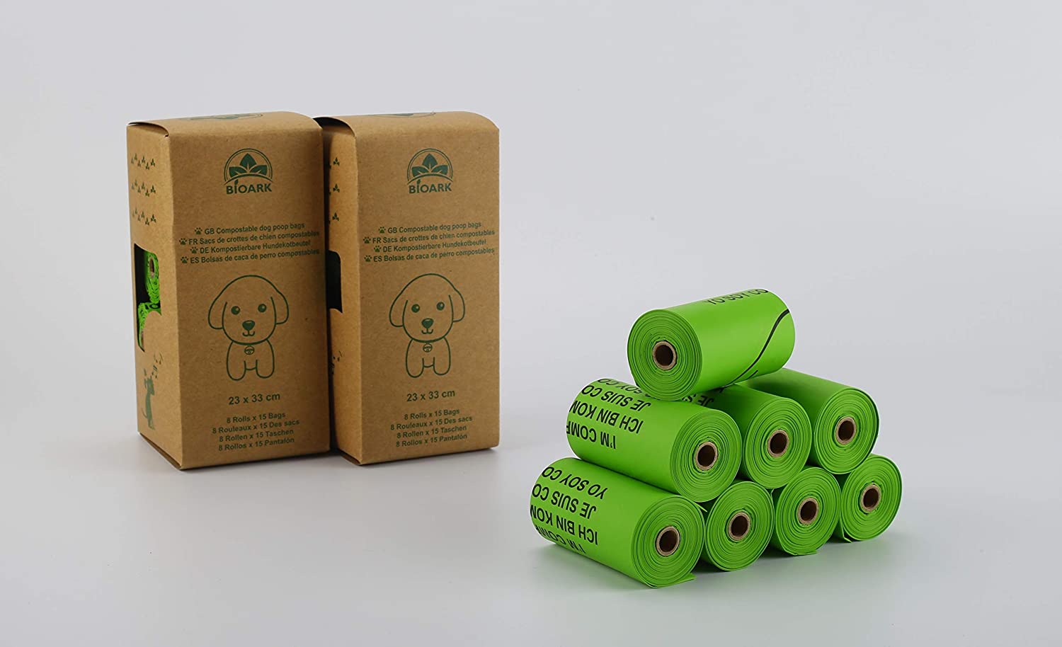  BIOARK 100% bolsas de basura para perros compostables para mascotas con aroma a jazmín 