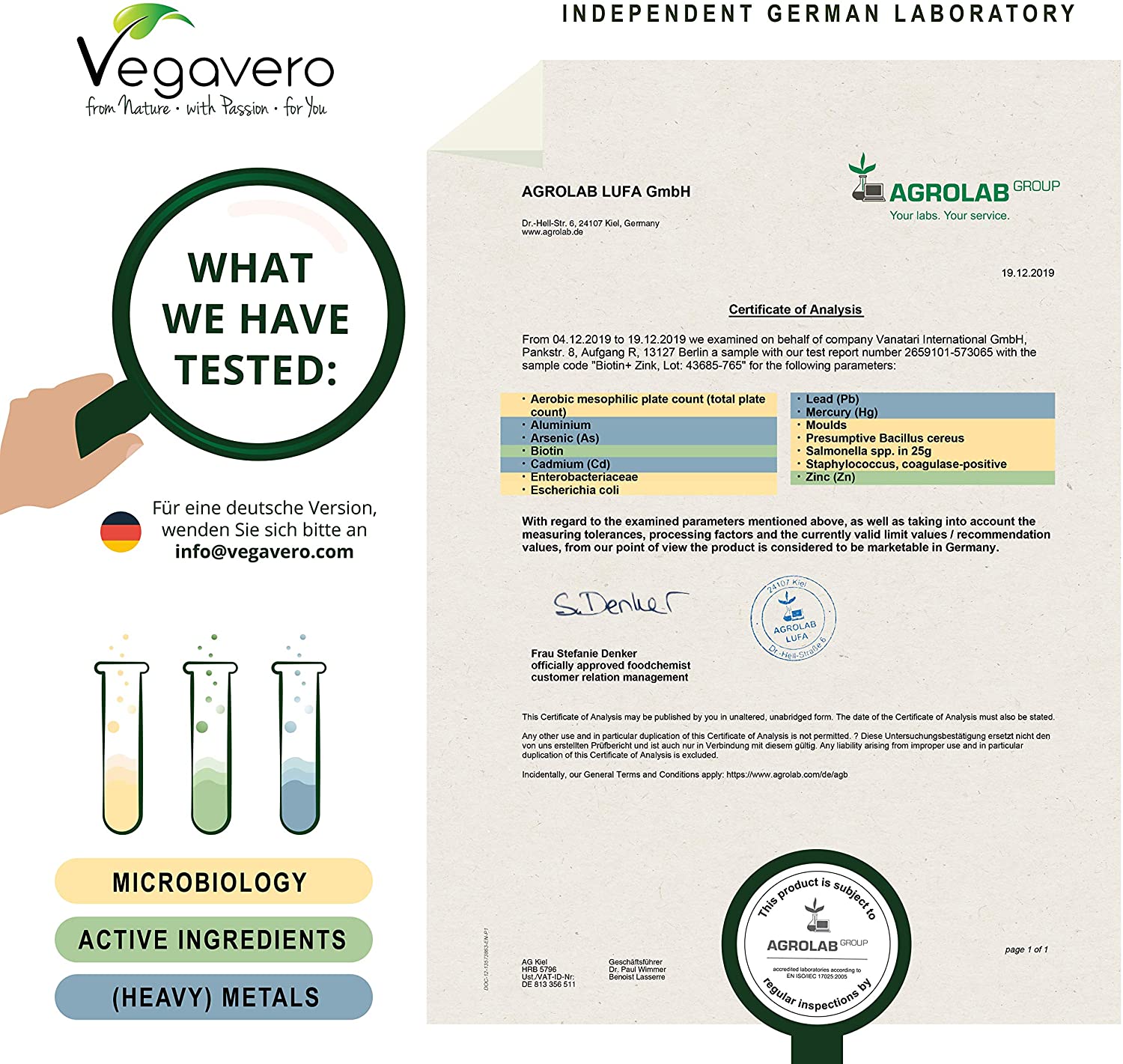  Biotina Vegavero® | 10000 mcg con Zinc | Vegana & La Única Sin Aditivos | Caída Pelo + Crecimiento + Vitaminas Para el Cabello | Piel + Uñas | 180 Cápsulas 