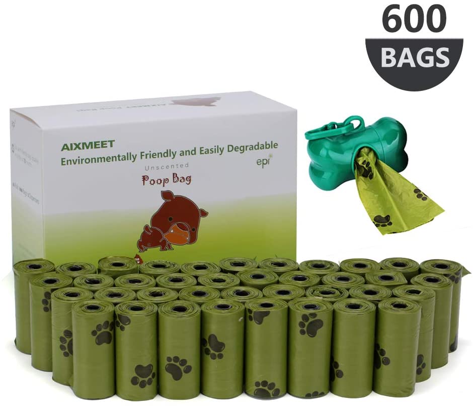  Bolsas caca perro, 600 Bolsas de Compost para Perros con 1dispensador(32X22cm) 