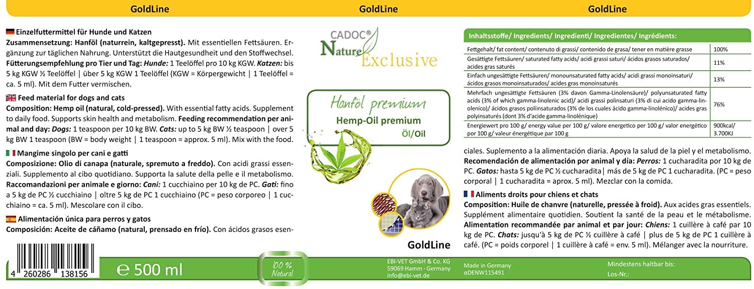  Cadoc - Nature Exclusive Aceite de cáñamo de calidad superior 