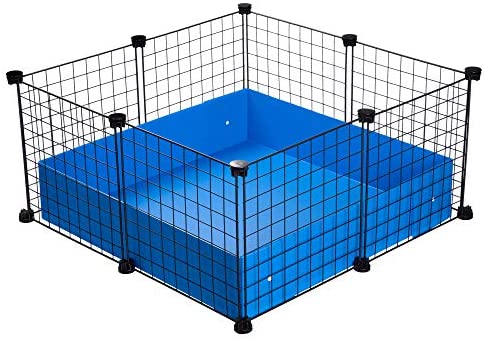  CagesCubes - Jaula CyC Mini (2X2 Paneles en Negro) + Base de Coroplast Azul para cobayas 