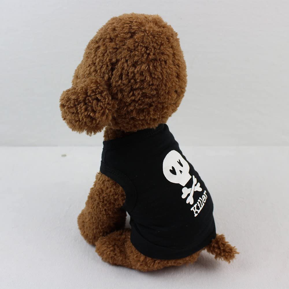  Camiseta para Perro y Gato, Dragon868 Killer Cráneo Impresión de Chaleco Ropa Perro Pequeño, Ligera de Chaleco Camisetas Perros Ropa Disfraz para Yorkshire Chihuahua, Primavera y Verano, XS-L 