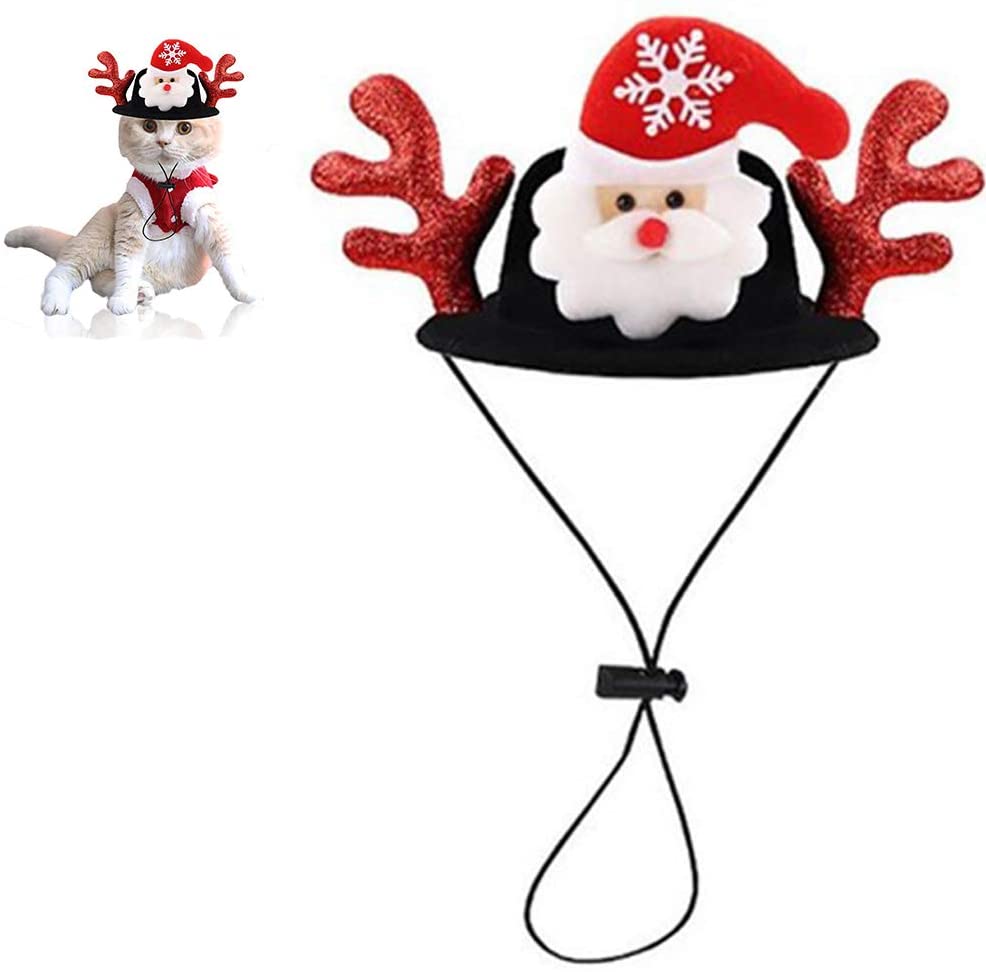  Cap hasta El Gato del Perro del Traje De La Navidad del Perro del Animal Doméstico Divertido De Navidad Headwear Elk Reno Astas Diadema Ajustable Vestido 