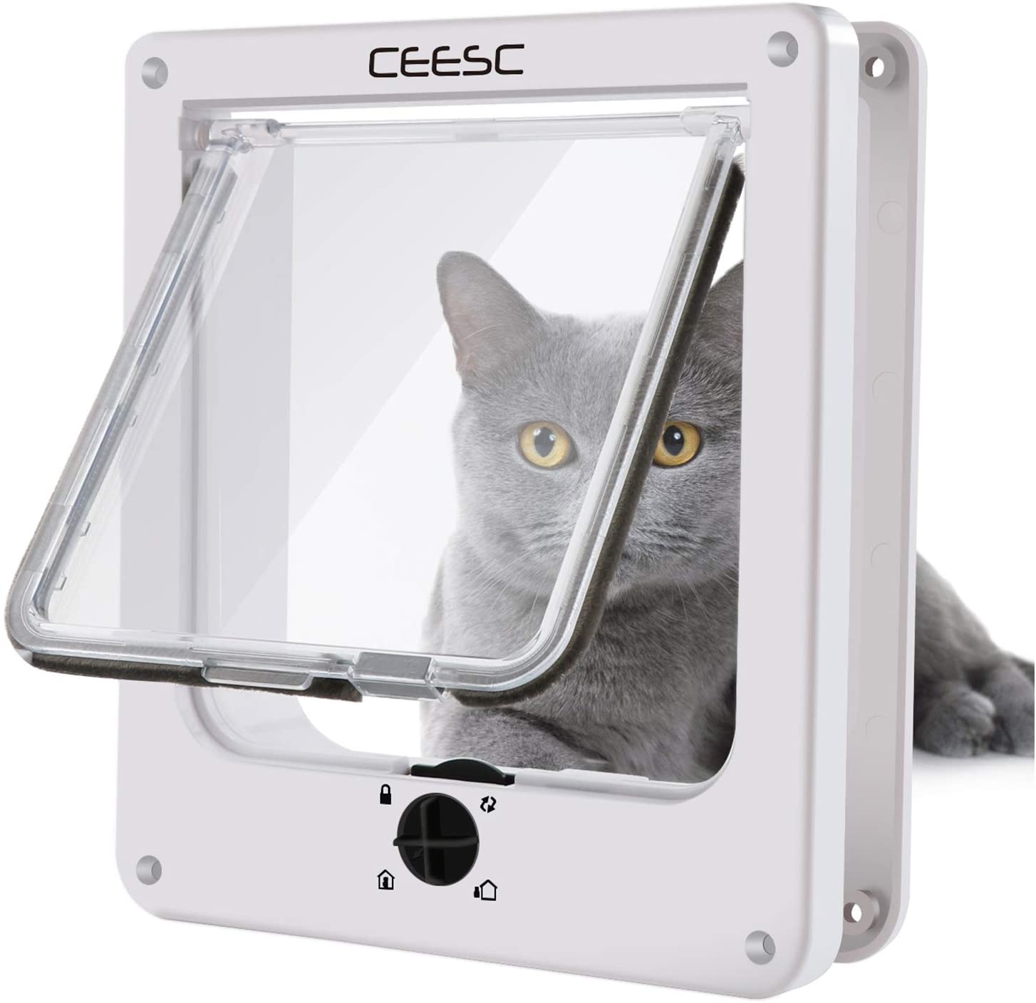  CEESC Puertas para Gatos, Puerta magnética para Mascotas con Bloqueo Giratorio de 4 vías para Gatos, Gatitos y Gatitos, versión Mejorada 