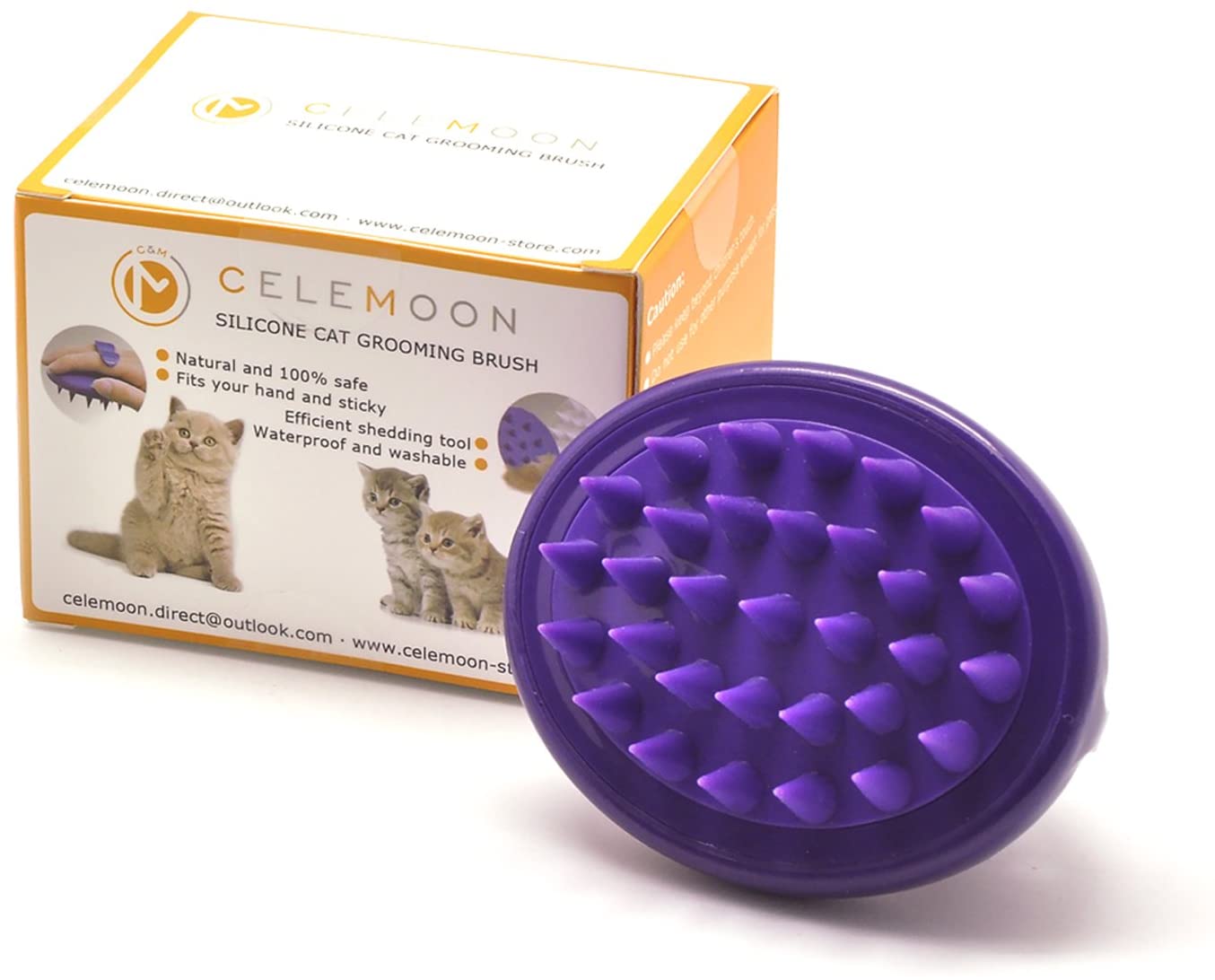 CELEMOON - Cepillo para Gatos, púas de Silicona Suave, Lavable, para masajear y Limpiar a tu Gato, Seguro y sin arañazos, Color Morado 