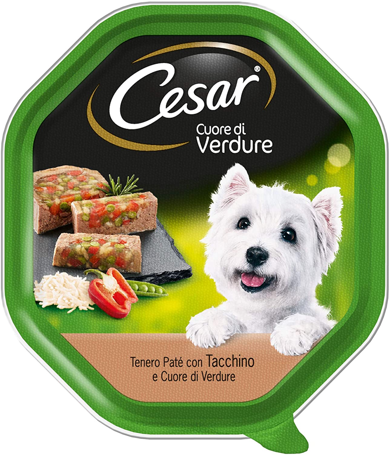  Cesar Corazón de Verduras tierno ybr125 con Pavo y Corazón de Verduras 150 G – Comida para Perros – Pack de 14 Unidades 