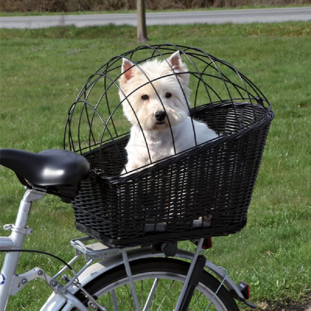  Cesta de mimbre trasera para bicicleta para mascotas 