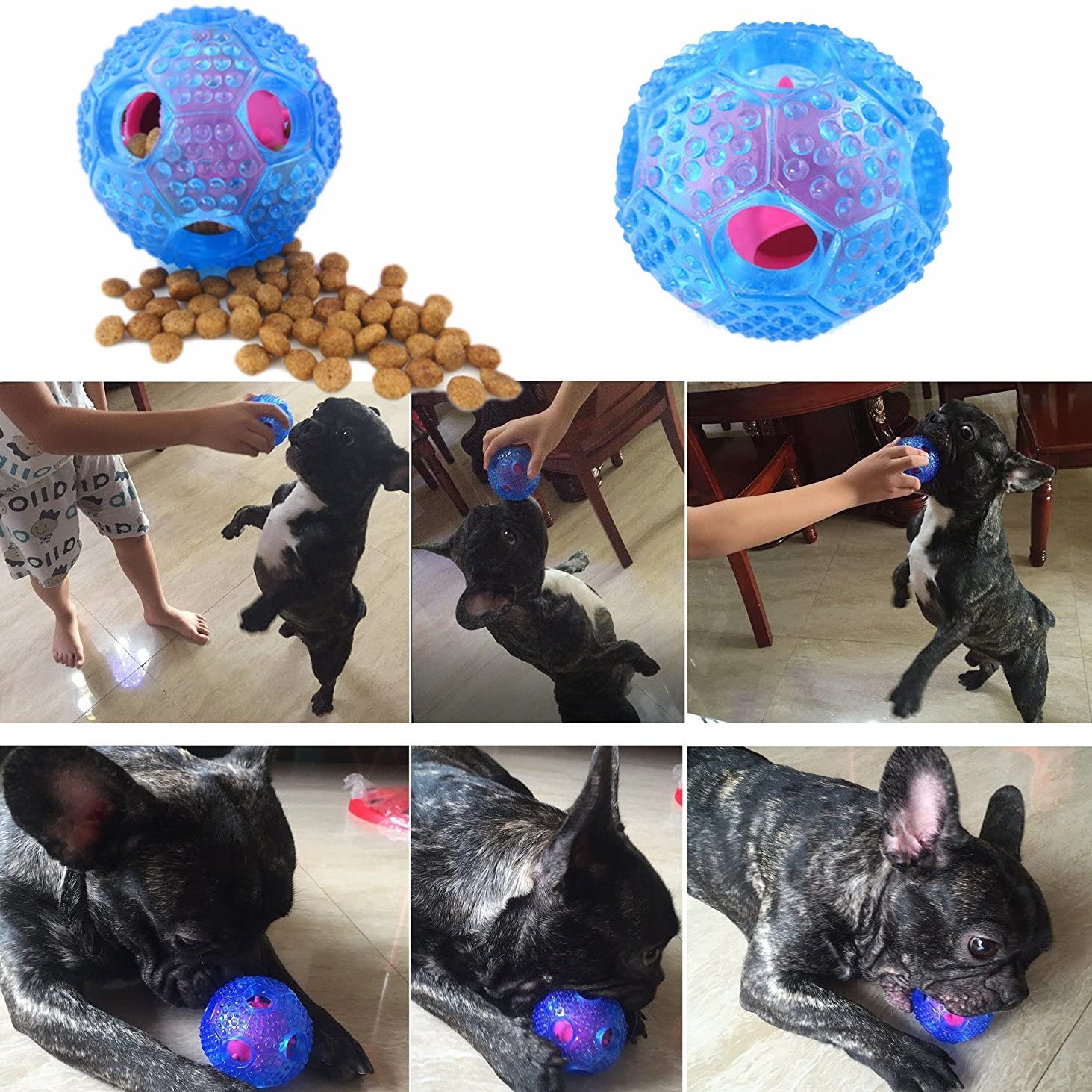  Cisixin Tratar Perro Pelota De Juguete Interactivo Perro IQ Tratar Dispensador Y Juguete Masticable, Azul 