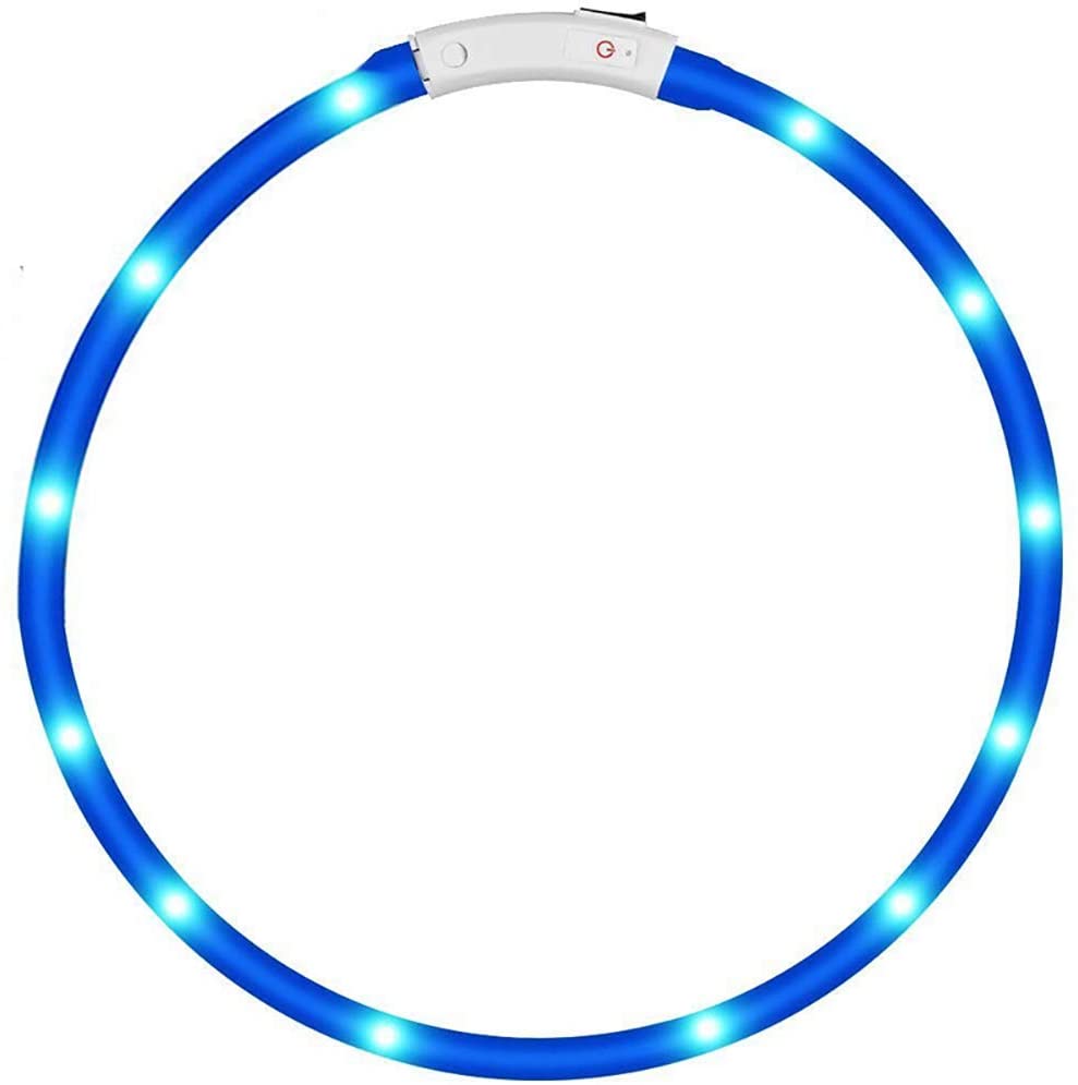  Collar para Perro Fellie, con luz LED Recargable por USB, Collar de Seguridad para la Noche (Azul) 