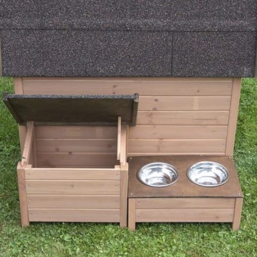  comfort perro Gesto de caseta techo Elevador de alimentación zona de madera para jardín exterior Caja de almacenamiento 