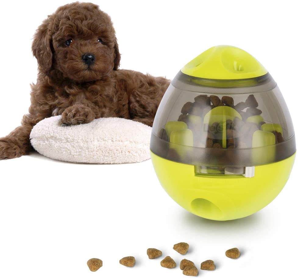  Comida para Perros Ball, Lesfit Snack Food Dispenser Alimentador Rompecabezas de Interactivo IQ Treat Juguete para Perros y Gatos (Verde) 